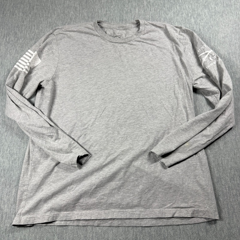 Grunt Style T-Shirt Men's XL Gray Graphic Long Sleeve This We'll Defend USA Tee